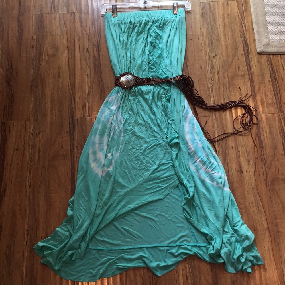 Tie dye Boho turquoise summer skirt dress